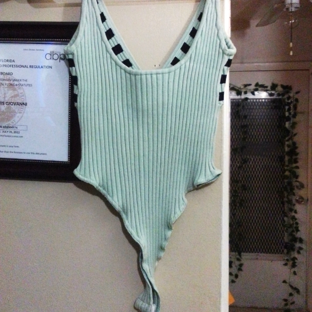 Vintage Y2K "Wayne Rogers" women's new silk spandex ribbed blend bodysuit small - Picture 3 of 4